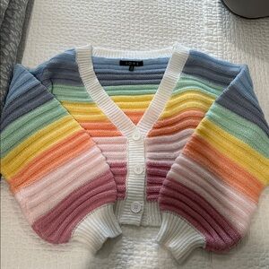 Fore rainbow cropped cardigan sz S